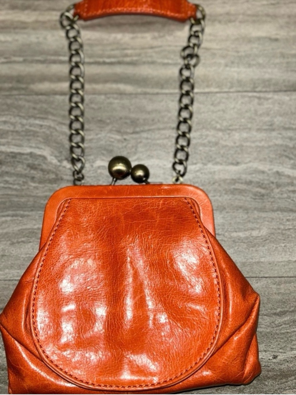 Hobo Women's Orange Leather Chain Shoulder Bag